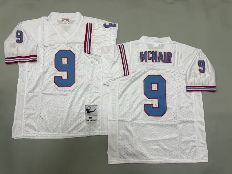 Men 2025 Tennessee Titans 9 Mcnair white Throwback Limited NFL Jersey style 001